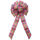 Wired Holiday Party Plaid Bow (2.5"ribbon~10"Wx20"L)