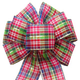 Wired Holiday Party Plaid Bow (2.5"ribbon~8"Wx16"L)