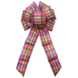 Wired Holiday Party Plaid Bow (2.5"ribbon~8"Wx16"L)