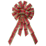 Plaid Christmas Wreath Bows - Wired Holiday Plaid Bow (2.5"ribbon~14"Wx24"L)