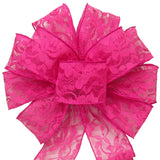 Lace Wedding Bows - Wired Bright Pink Lace Bows (2.5"ribbon~10"Wx20"L)