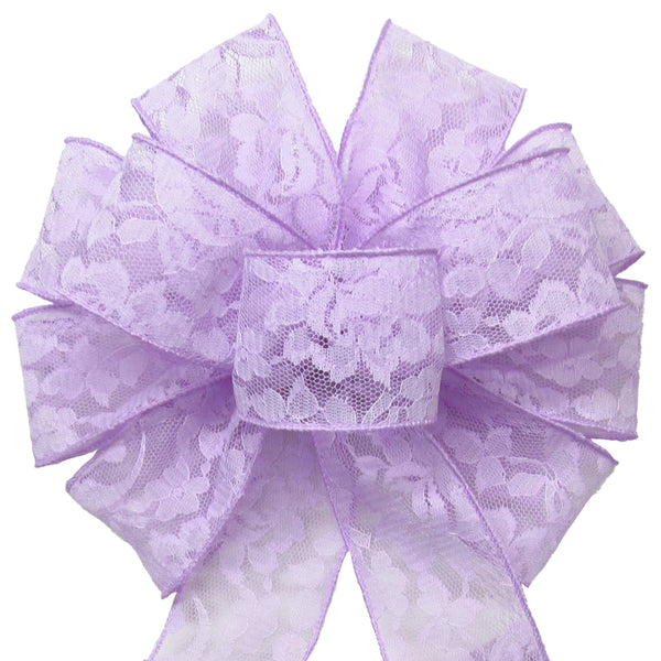 Wired Lace Bows - Wired Lavender Lace Bows (2.5"ribbon~10"Wx20"L)