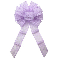 Lace Easter Bows - Wired Lavender Lace Bows (2.5"ribbon~10"Wx20"L)
