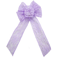 Lace Bows - Wired Lavender Lace Bows (2.5"ribbon~6"Wx10"L)