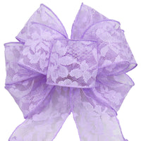 Spring Lace Bows - Wired Lavender Lace Bows (2.5"ribbon~8"Wx16"L)