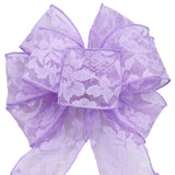 Spring Lace Bows - Wired Lavender Lace Bows (2.5"ribbon~8"Wx16"L)