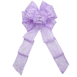 Easter Bows - Wired Lavender Lace Bows (2.5"ribbon~8"Wx16"L)