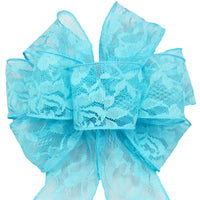 Lace Baby Shower Bows - Wired Light Blue Lace Bows (2.5"ribbon~8"Wx16"L)