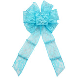 Lace Spring Bows - Wired Light Blue Lace Bows (2.5"ribbon~8"Wx16"L)
