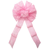 Lace Easter Bows - Wired Light Pink Lace Bows (2.5"ribbon~10"Wx20"L)