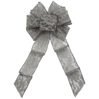 Wired Mystic Pewter Gray Lace Bows (2.5"ribbon~8"Wx20"L)