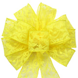 Lace Easter Bows - Wired Yellow Lace Bows (2.5"ribbon~10"Wx20"L)