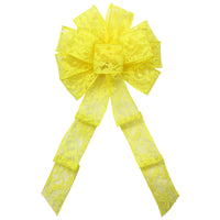 Wired Lace Bows - Wired Yellow Lace Bows (2.5"ribbon~10"Wx20"L)