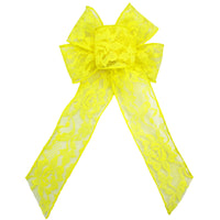 Lace Bows - Wired Yellow Lace Bows (2.5"ribbon~6"Wx10"L)