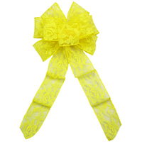 Lace Easter Bows - Wired Yellow Lace Bows (2.5"ribbon~8"Wx16"L)