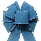 Wired Indoor Outdoor Light Blue Velvet Bow (2.5"ribbon~8"Wx16"L)