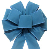 Wired Indoor Outdoor Light Blue Velvet Bow (2.5"ribbon~10"Wx20"L)