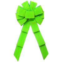 Wired Indoor Outdoor Lime Green Velvet Bow (2.5"ribbon~10"Wx20"L)