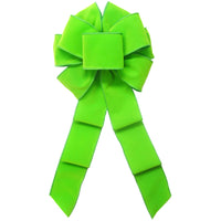 Wired Indoor Outdoor Lime Green Velvet Bow (2.5"ribbon~8"Wx16"L)