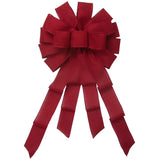 Large Wreath Bows - Wired Burgundy Linen Bow (2.5"ribbon~14"Wx24"L)