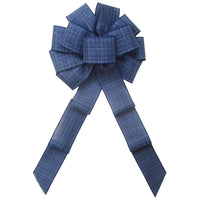 Wired Denim Navy Blue Linen Bow (2.5"ribbon~10"Wx20"L)