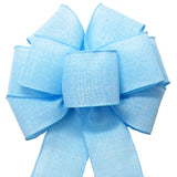 Wired Light Blue Linen Bow (2.5"ribbon~8"Wx16"L)