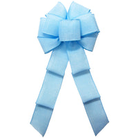 Wired Light Blue Linen Bow (2.5"ribbon~8"Wx16"L)