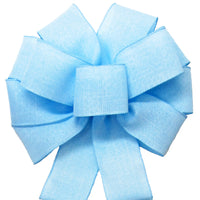 Wired Light Blue Linen Bow (2.5"ribbon~10"Wx20"L)
