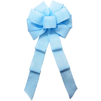 Wired Light Blue Linen Bow (2.5"ribbon~10"Wx20"L)