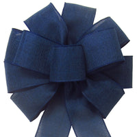 Wired Dark Navy Blue Linen Bow (2.5"ribbon~10"Wx20"L)