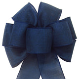 Wired Dark Navy Blue Linen Bow (2.5"ribbon~8"Wx16"L)