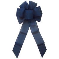 Wired Dark Navy Blue Linen Bow (2.5"ribbon~8"Wx16"L)