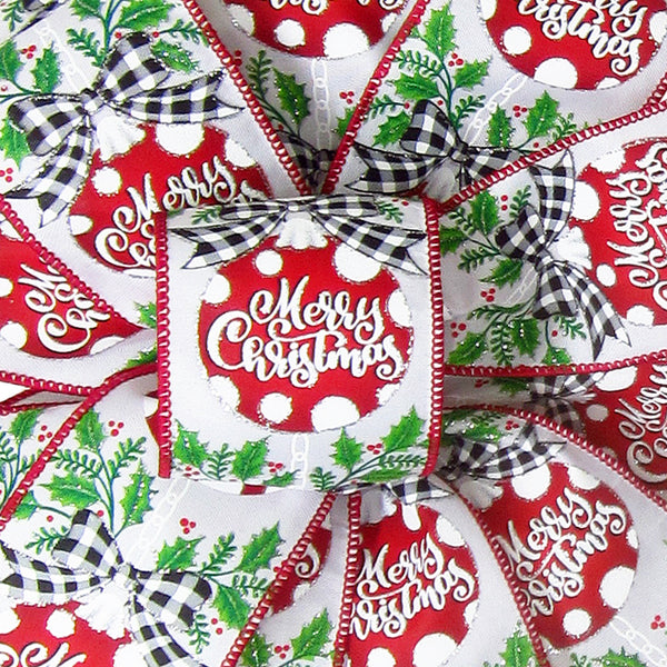Wired Merry Christmas Ornaments Ribbon (#40-2.5