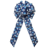 Wired Midnight Blue Snowflakes Bow (2.5"ribbon~8"Wx16"L)