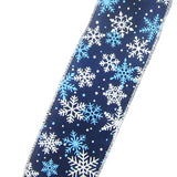 Wired Christmas Ribbon - Wired Midnight Blue Snowflakes Christmas Ribbon (#40-2.5"Wx10Yards)
