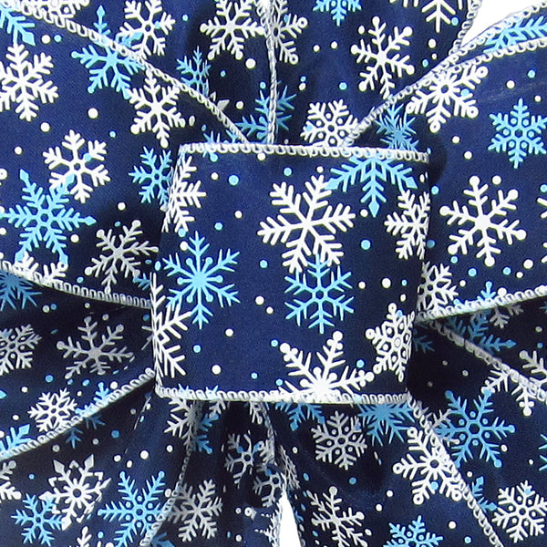 Wired Midnight Blue Snowflakes Christmas Ribbon #40 - 2.5W x 10Yards
