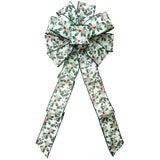 Wired Painted Mistletoe & Red Berries Bow (2.5"ribbon~10"Wx20"L)