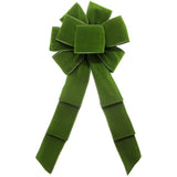 Wired Indoor Outdoor Moss Green Velvet Bow (2.5"ribbon~8"Wx16"L)