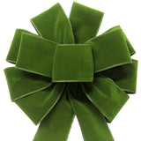 Wired Indoor Outdoor Moss Green Velvet Bow (2.5"ribbon~10"Wx20"L)