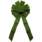 Wired Indoor Outdoor Moss Green Velvet Bow (2.5"ribbon~10"Wx20"L)