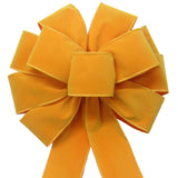 Wired Indoor Outdoor Mustard Yellow Velvet Bow (2.5"ribbon~10"Wx20"L)