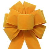 Wired Indoor Outdoor Mustard Yellow Velvet Bow (2.5"ribbon~8"Wx16"L)