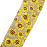 Wired Natural Linen Sunflowers Ribbon (#40-2.5"Wx10Yards)