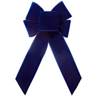 Wired Indoor Outdoor Navy Blue Velvet Bow (2.5"ribbon~6"Wx10"L)