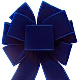 Wired Indoor Outdoor Navy Blue Velvet Bow (2.5"ribbon~8"Wx16"L)