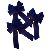 Wired Indoor Outdoor Navy Blue Velvet Bow (1.5"ribbon~4"Wx6"L) 3Pack