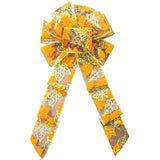 Wired Orange & Gold Glitter Fall Leaves Bows (2.5"ribbon~8"Wx16"L)