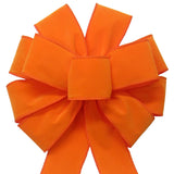 Wired Indoor Outdoor Orange Velvet Bow (2.5"ribbon~10"Wx20"L)