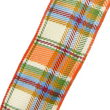Wired Woven Orange & Cream Plaid Fall Ribbon (#40-2.5"Wx10Yards)