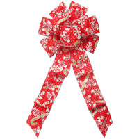Wired Peppermint Candy Canes Christmas Bow (2.5"ribbon~8"Wx16"L)